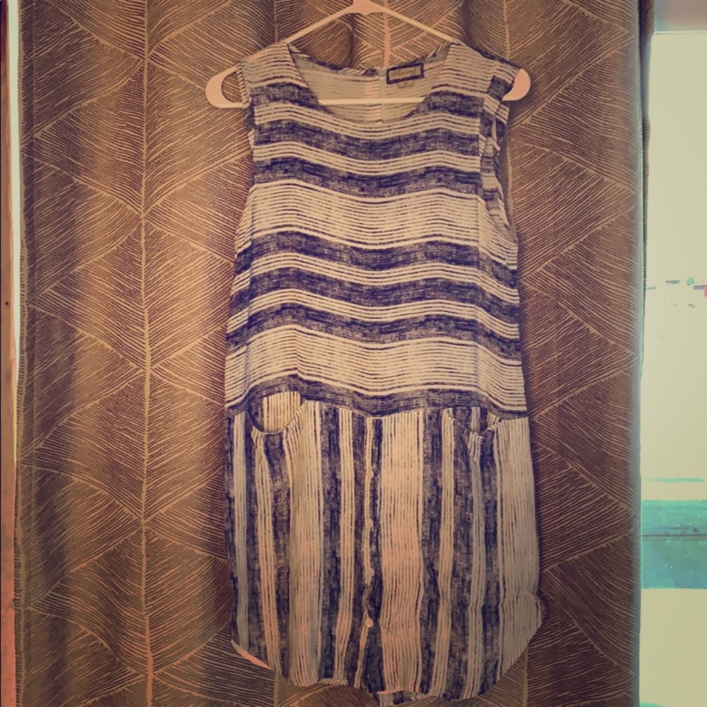 Blue and white striped dress